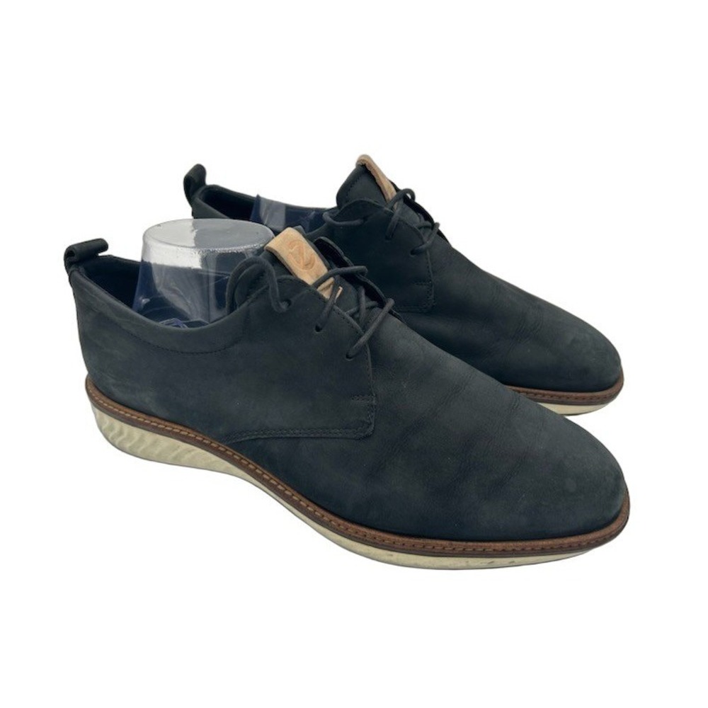 ECCO ST.1 Hybrid Lite Men's Size 11 Navy Blue Nubuck Leather Derby Shoes Travel